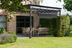 staal, stalen afdak, overkapping terras, afdak, terras, stalen, siersmeedwerk, smeedsierwerk, sierwerk
