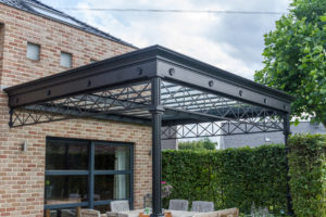 staal, stalen afdak, overkapping terras, afdak, terras, stalen, siersmeedwerk, smeedsierwerk, sierwerk