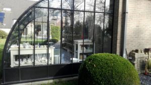 staal, stalen, siersmeedwerk, smeedijzer, smeedsierwerk, serre, smeedijzeren serre, gebogen serre, boogserre