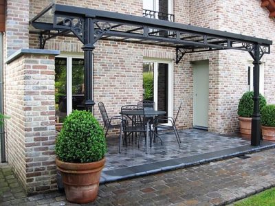 staal, stalen afdak, overkapping terras, afdak, terras, stalen, siersmeedwerk, smeedsierwerk, sierwerk