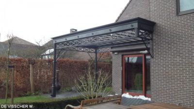 staal, stalen afdak, overkapping terras, afdak, terras, stalen, siersmeedwerk, smeedsierwerk, sierwerk