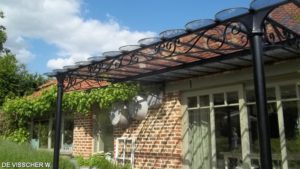 staal, stalen afdak, overkapping terras, afdak, terras, stalen, siersmeedwerk, smeedsierwerk, sierwerk