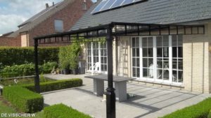 staal, stalen afdak, overkapping terras, afdak, terras, stalen, siersmeedwerk, smeedsierwerk, sierwerk