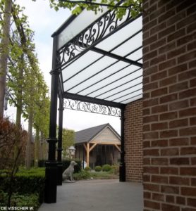 staal, stalen afdak, overkapping terras, afdak, terras, stalen, siersmeedwerk, smeedsierwerk, sierwerk