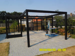 staal, stalen afdak, overkapping terras, afdak, terras, stalen, siersmeedwerk, smeedsierwerk, sierwerk