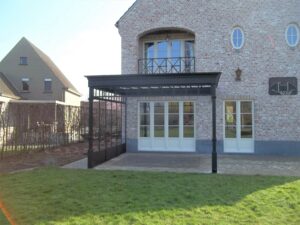 staal, stalen afdak, overkapping terras, afdak, terras, stalen, siersmeedwerk, smeedsierwerk, sierwerk